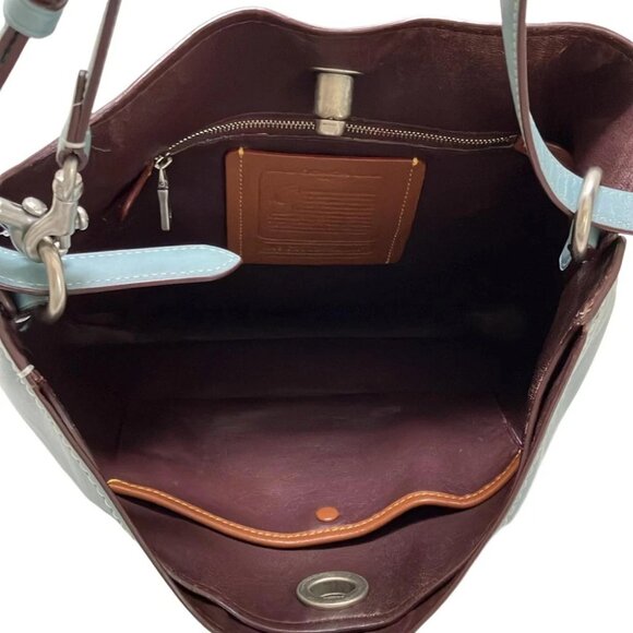 COACH - 58017 Light Blue Leather Shoulder Bag - Picture 7 of 8